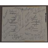 Rare 1970 Signed S African Springboks Rugby Dinner Menu: 4 pp foldover illustrated SARB card menu