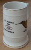 1976 South Africa v New Zealand All Blacks Commemorative Rugby Tankard: Attractive 5.5” tall white