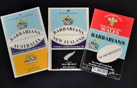 3x various signed Barbarian rugby programmes from 1988-1990 – to incl v Australia Cardiff Arms Park’