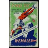 1948 FA Cup Final football programme Manchester Utd v Blackpool at Wembley 24 April 1948. Slight