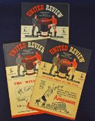 1947/1948 Manchester United v Bolton Wanderers, v Everton, v Charlton Athletic football programmes