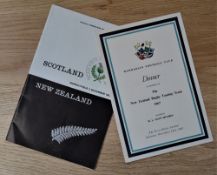 1967 NZ All Blacks UK Tour Signed Rugby Programme and Menu (2): Clean Scotland v New Zealand