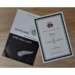1967 NZ All Blacks UK Tour Signed Rugby Programme and Menu (2): Clean Scotland v New Zealand