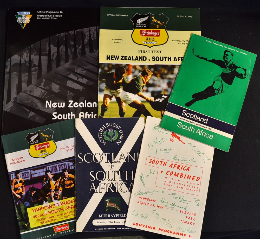 South Africa Abroad Rugby Programme Selection: Issues from 1961 (Scotland), 1965 (v Combined Mid &