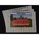 2019 Welsh Rugby Squad, set of 3 Pictures: Three identical large colour team photographs of the