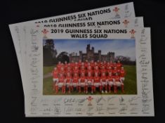 2019 Welsh Rugby Squad, set of 3 Pictures: Three identical large colour team photographs of the