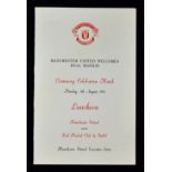 1978 Manchester Utd v Real Madrid centenary celebration match menu for the luncheon in executive