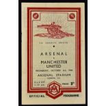 1948 Charity Shield football programme Arsenal v Manchester Utd 6 October 1948 at Highbury. Good.