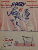 1958 S Africa v France Test Rugby Programme: Rather tatty to the edges of the attractive front