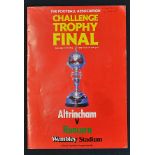 Signed Matt Busby 1986 FA Trophy Final Football Programme Altrincham v Runcorn signed inside by