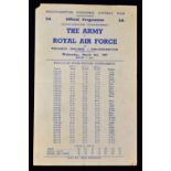 1957 at Molineux, Wolverhampton, The Army v Royal Air Force, single sheet 6 March 1957; the Army