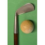 Fine and original Sunday golf walking stick – with nickel silver club handle c/w brass tip – overall