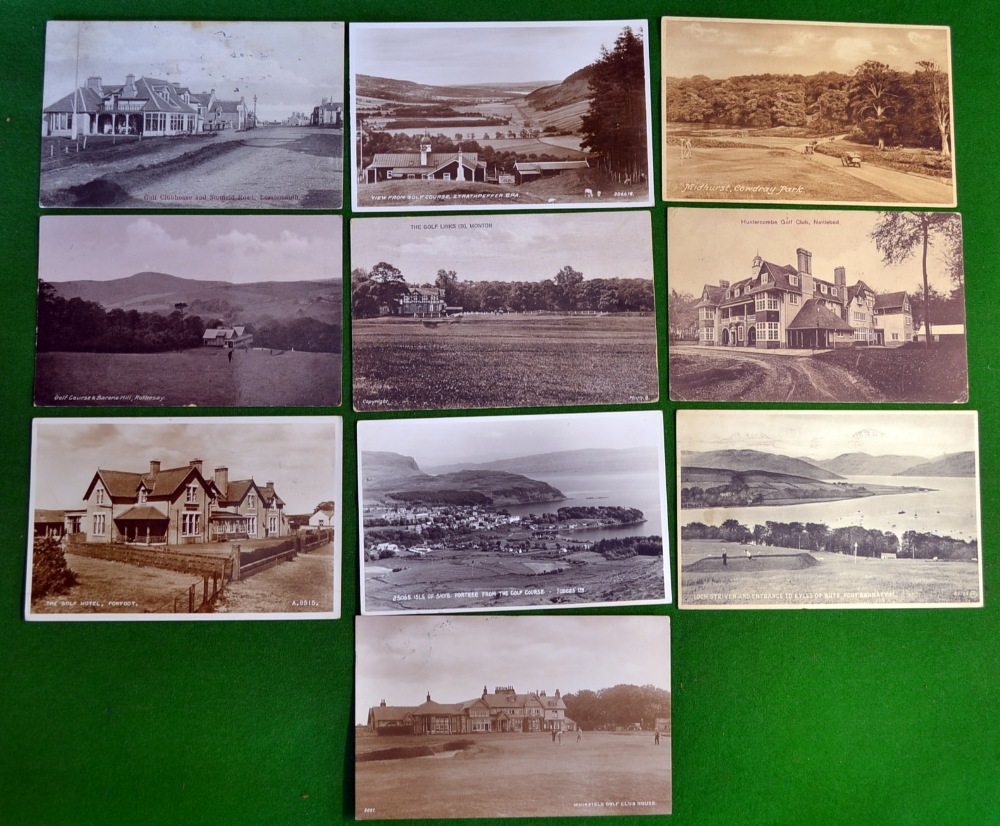 Selection of Scottish and English Golfing Postcards from 1910 onwards - Lossiemouth, Muirfield, Loch