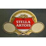 The Stella Artois Grass Court Tennis Championship Advertising Sign in gold, red and white, measuring