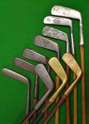 10x assorted brass, stainless and hand forged putters: Spalding Henry Cotton Signature goose neck