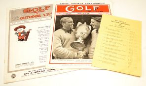 Golf Illustrated Magazine: Two examples 1919 and 1948 featuring various aspects of the golfing world