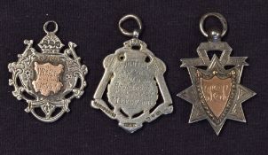 Silver Hallmarked Cricket fob Medals Victorian examples 1896 Ball average G Flesher, 1898 Old