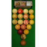 Selection of 19x Various Ivory Billiard/Snooker balls with white and red examples, some having dots,