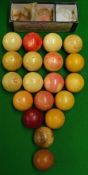 Selection of 19x Various Ivory Billiard/Snooker balls with white and red examples, some having dots,