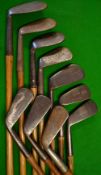 Collection of rare and varying left hand lofted irons (10) – Campbell Aberdeen, Stuart Burns m/