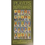 1938 John Player & Sons Cricket Cigarette Cards a half set, framed measures 31x60cm approx. with