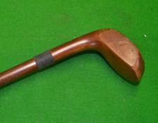 Original Sunday golf walking stick – light stained persimmon head handle with horn sole insert, rear