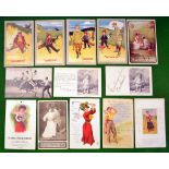 Collection of early 1900’s Greetings, Advertising and Humour Golfing postcards (13): W & A K