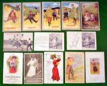 Collection of early 1900’s Greetings, Advertising and Humour Golfing postcards (13): W & A K