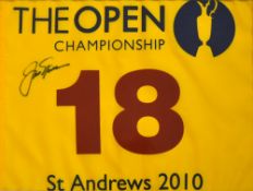 Jack Nicklaus-signed 2010 Open Golf Championship 18 Hole Pin Flag – played at St Andrews won by