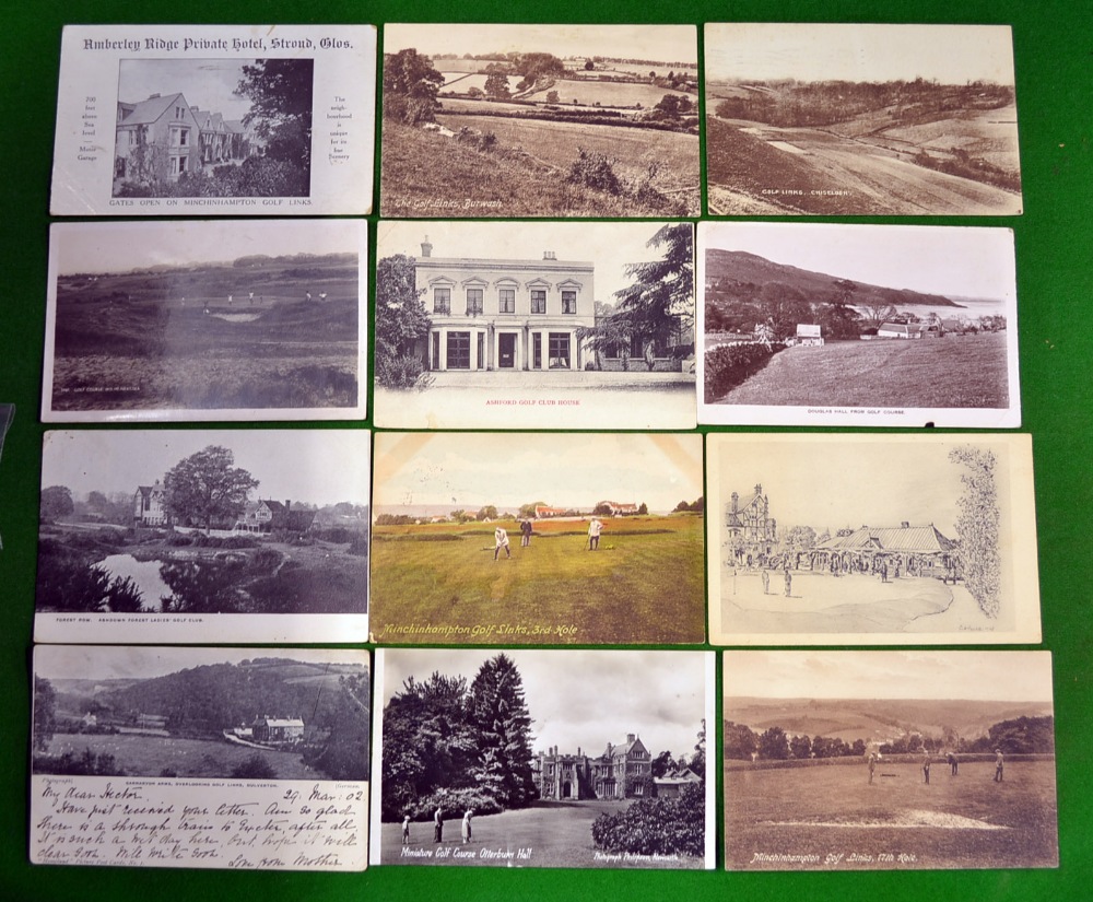 Selection of English Golfing Postcards – Featuring golf clubs Minchinhampton, Ashdown Forest,