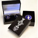 2000 Solheim Cup Golf Tournament Enamel Badge and Cufflinks (2): played at Loch Lomond GC. Europe vs