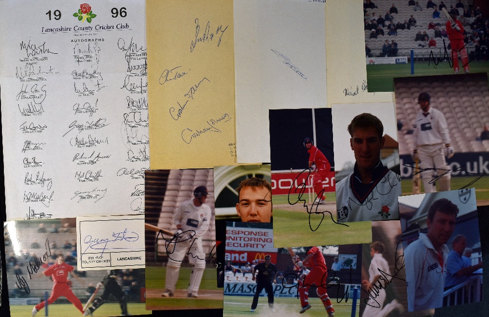 1996 Lancashire County Cricket Club Signed Team Sheet includes all signatures (29) together with a