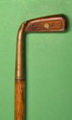 Interesting Sunday golf walking stick – brass putter handle fitted with a full dark stained wooden