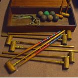 Croquet Set to include 7x Adult mallets, 2x Junior Mallets, 2x various winning posts, 9x hoops, 6x