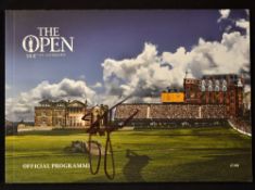 2015 Official Open Golf Championship signed programme: played at St Andrews signed to the front