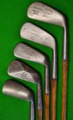 5x Iron from St Andrews Makers - an Anderson Sammy Mashie, an Auchterlonie mid iron, an Anderson