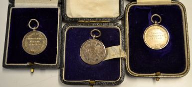 3x Cheshire Union of Golf Clubs Silver Medals: each hallmarked silver and dated 1950 (Championship