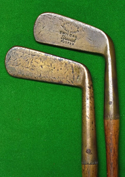 2x Brass Blade putters – Prosser Dinas Powis Swilcan with line and dot face markings together with a