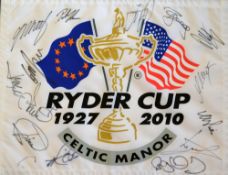 2010 European Ryder Cup Team Signed Flag display – played in Wales for the first time at Celtic