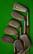 7x Assorted Irons including 4x niblicks, makers include Gibson, Halley, Simpson and Wallace, a J & W