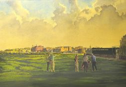 Reed, Kenneth FRSA “GIVING THE LINE - 17TH TEE OLD COURSE ST ANDREWS” water colour signed by the