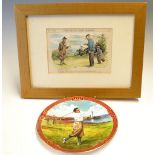 Royal Worcester Bone China golfing ceramic and Punch hand colour golfing print (2) - Melvin