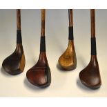 4x assorted socket head golf woods – oval shaped spoon with ¾ black fibre face insert, 2x brassies