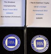 2012 R&A Official Golf Tournament Players Enamel Badges (2): The St Andrews Trophy GB&I v Europe