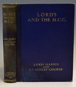 Cricket Book ‘Lord’s and the M.C.C’ 1914 example by Lord Harris and F S Ashley-Cooper, 314 pages