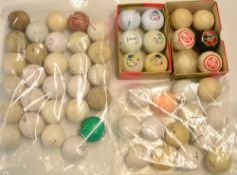 54x various wrapped, logo and other used golf balls – to incl rubber lined mesh practice ball,