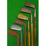 6x assorted mashie irons: - J H Taylor Autograph , Spalding, Aspire patent with round sole