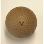 Dunlop green V bramble pattern rubber core golf ball - with khaki colour finish with one slight