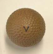 Dunlop green V bramble pattern rubber core golf ball - with khaki colour finish with one slight