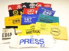 Selection of US Open, PGA, Ryder Cup Media / Press Armbands: to incl US Open 1986, 1996, 1997, 1998,